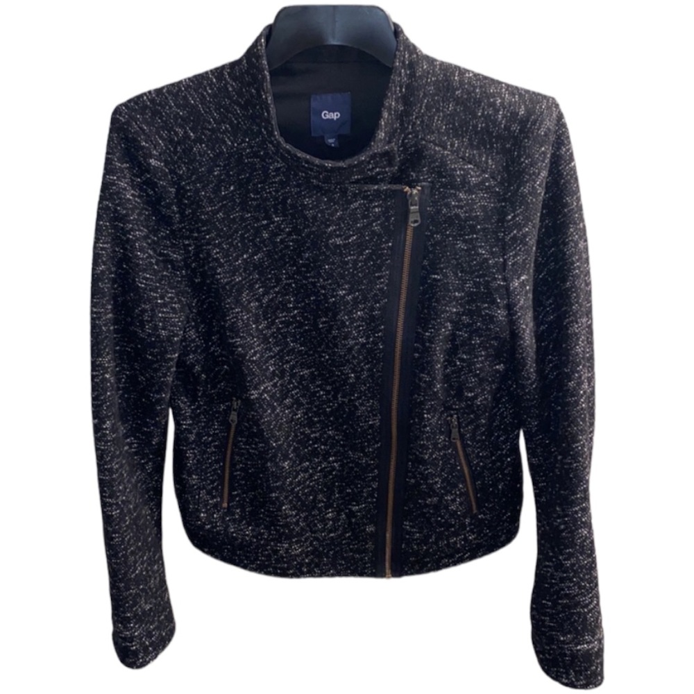 GAP Women’s Moto Wool Tweed Asymmetrical Zip Blazer Suit Jacket Coat Size S